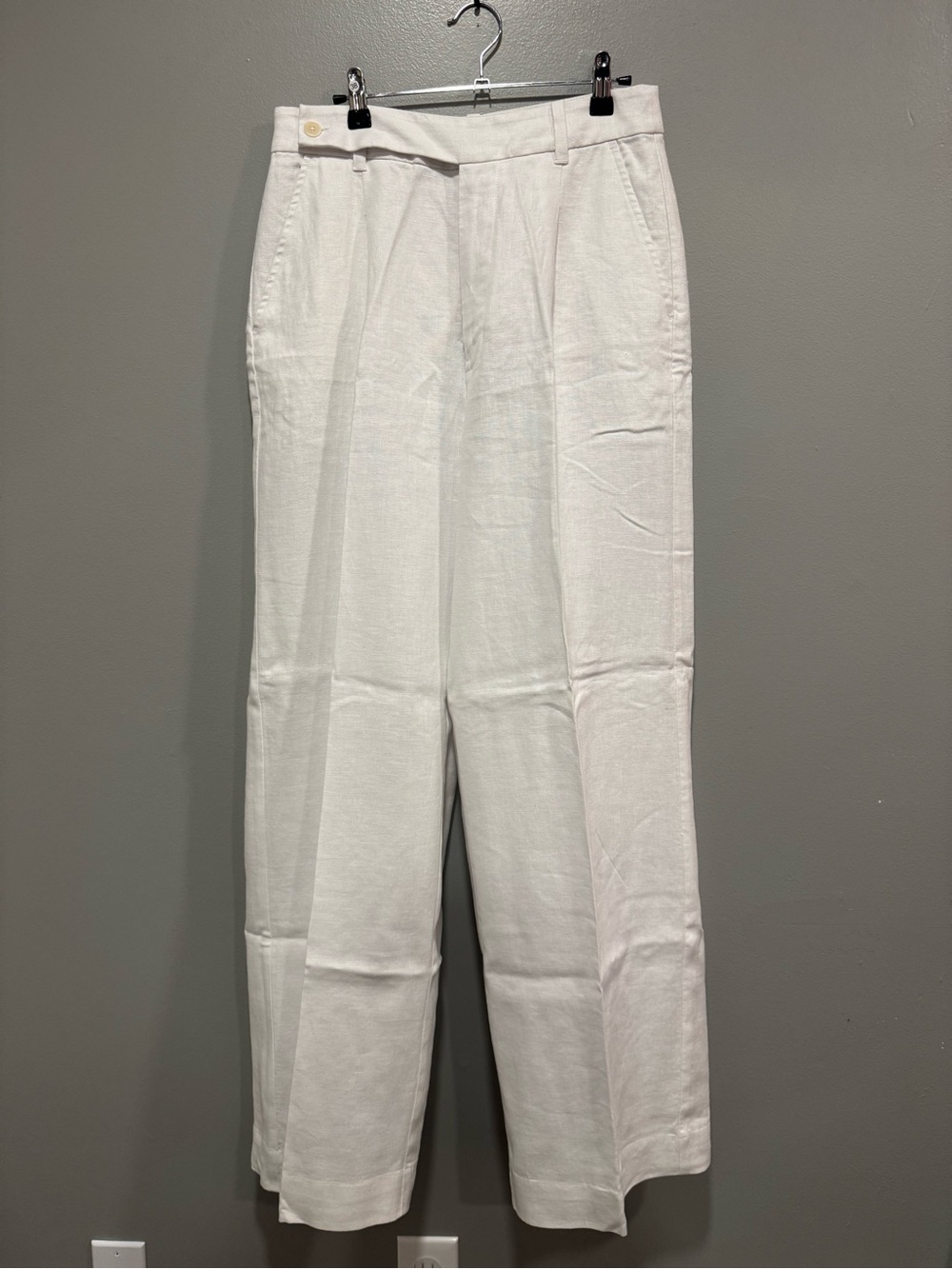 Madewell The Tall Harlow Wide Leg Pant 100% Linen in White Size 8 Tall